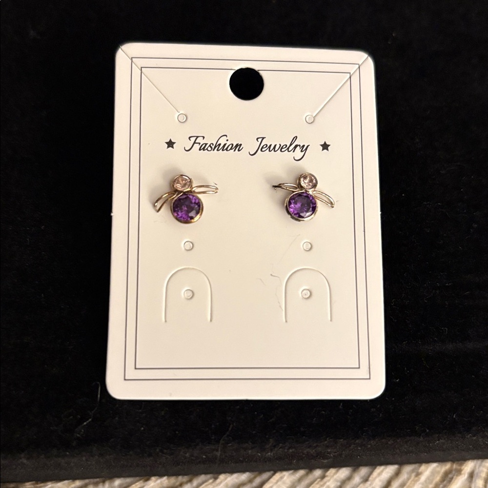 Vintage Sterling silver with Amethyst and Pink topaz stones stud earrings